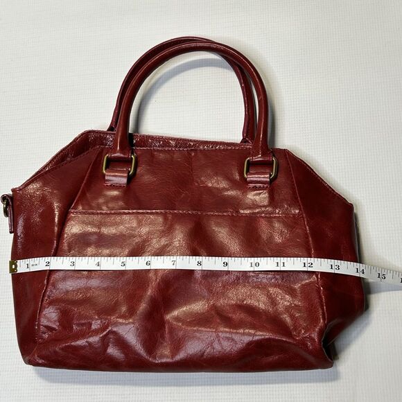 ELLIOT LUCCA Dome Satchel Bag | Faro Red Glazed Crackled Leather Crossbody - Picture 12 of 15